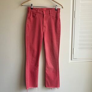 MOTHER The Hustler Ankle Fray Jeans in "Second Chance" color (Coral) Size 28
